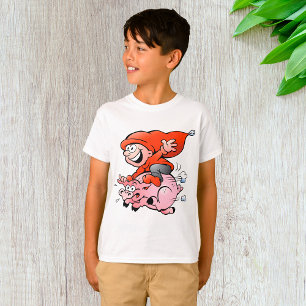 Camiseta Gnomo de desenho animado engraçado andando em um p