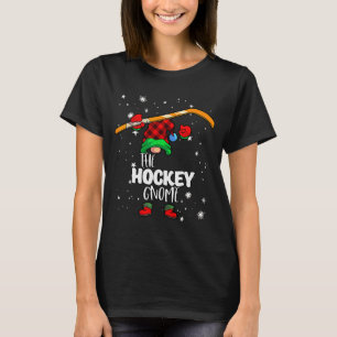 Camiseta Gnomo de Hóquei no Gelo Vermelho Família Combinand