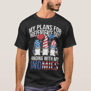 Camiseta Gnomo de Jardim 4 de Julho Dia da Independência Gn