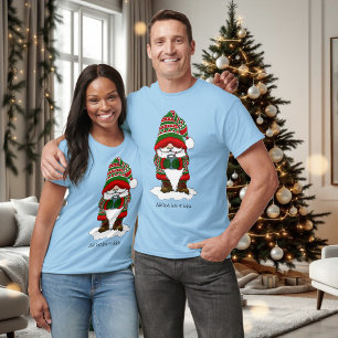 Camiseta Gnomo de Natal Aconchegante Vermelho Verde Inverno
