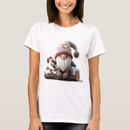 Camiseta Gnomo de Natal bonito com uma Canela Doce em um Lo