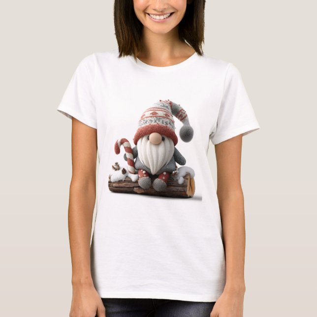 Camiseta Gnomo de Natal bonito com uma Canela Doce em um Lo (Frente)