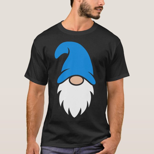 Camiseta Gnomo de Natal com Chapéu Azul Fofo (Frente)