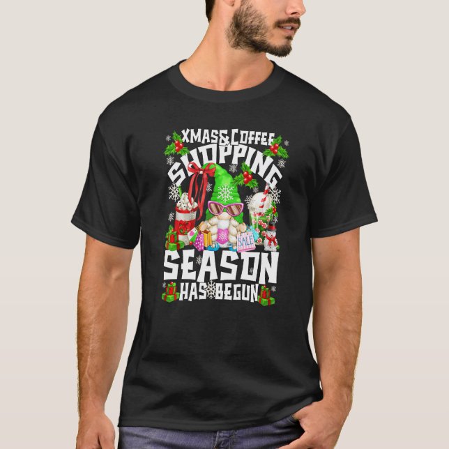 Camiseta Gnomo de Natal Comprado Para Mulheres Xmas Coffee  (Frente)