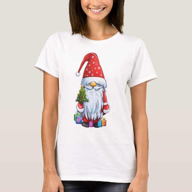Camiseta Gnomo De Natal Vestido Em Um Fato Festivo (Frente)