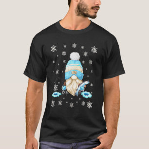 Camiseta Gnomo de pesca no gelo para homens floco de neve f