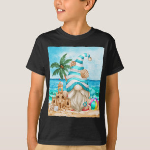 Camiseta Gnomo De Verão Cinto No Mar Com Castelo De Areia P
