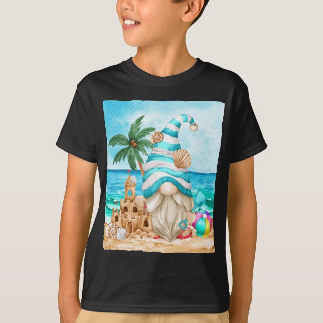Camiseta Gnomo De Verão Cinto No Mar Com Castelo De Areia P (Frente)