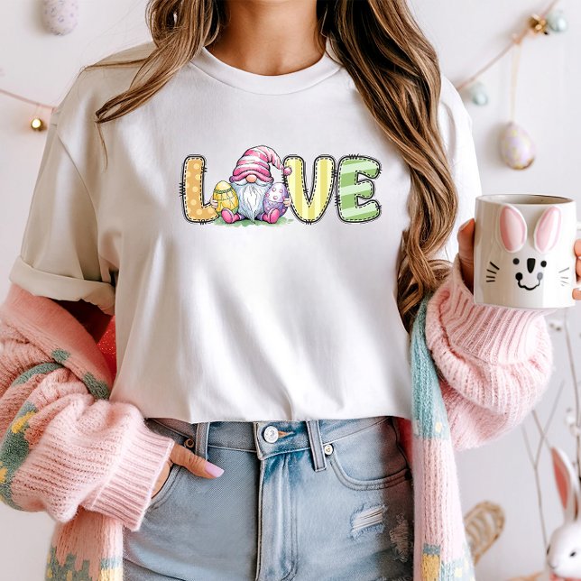 Camiseta Gnomo do Amor Páscoa Bonito (Criador carregado)