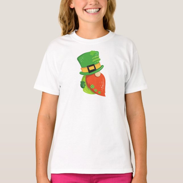 Camiseta Gnomo do Dia de São Patrick, Leprechaun Hat, Clove (Frente)