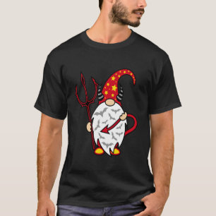 Camiseta Gnomo do Halloween Diabo com Tridente e Diabo Comp