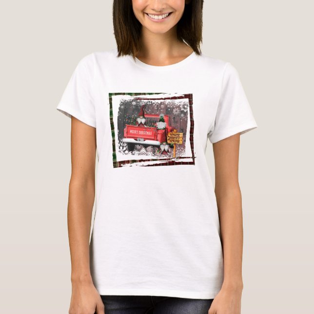 Camiseta Gnomo Doce Gnome Red Truck Xadrez Rustic (Frente)
