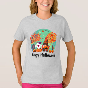 Camiseta Gnomo e fantasma bonitos do Halloween com SMS Girl