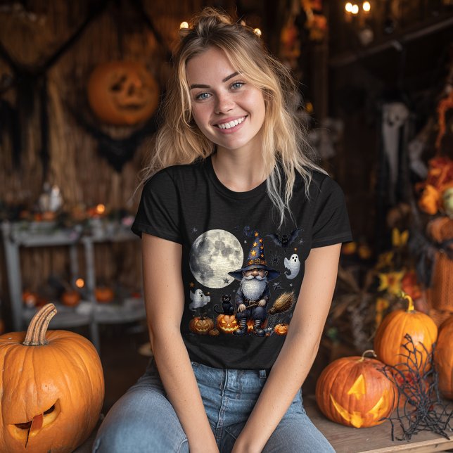 Camiseta Gnomo e Gato Negro do Halloween - Presente perfeit (Criador carregado)