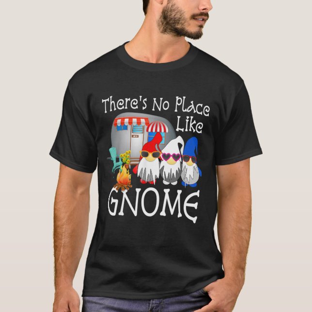 Camiseta Gnomo Engraçado Acampando Gnomos SEM LUGAR COMO GN (Frente)