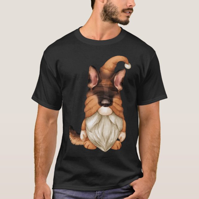 Camiseta Gnomo Engraçado Figurino De German shepherd Para C (Frente)