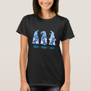 Camiseta Gnomo Fé Esperança Amor Conscientização do Diabete