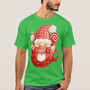 Camiseta Gnomo Feliz de Natal Gnomo Quente de Cacau Feliz F