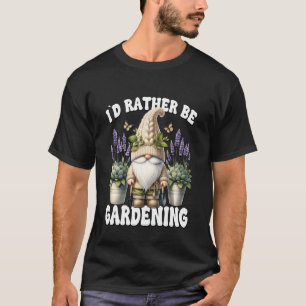 Camiseta Gnomo Floral Lilás Pai Para Jardim Mãe Eu Preferir