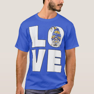 Camiseta Gnomo Floral Mostra Coração E Amor Para O Rosa De