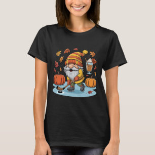 Camiseta Gnomo Fofo Com Hockey No Gelo E Outono De Tempero