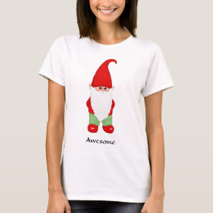 Camiseta Gnomo Fofo Vestido de Verde e Vermelho