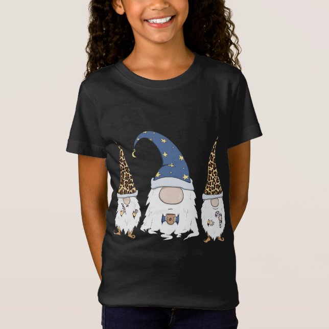 Camiseta Gnomo Funny E Café Sobreviveram Gnomos Cute Leopar (Frente)