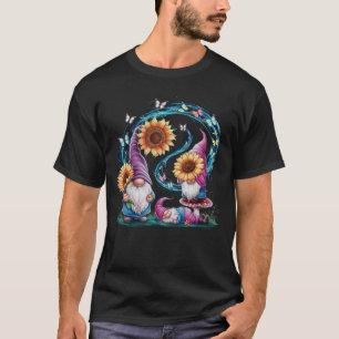 Camiseta Gnomo Garden Girassol Borboletas Florais