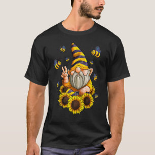 Camiseta Gnomo Girassol Com Abelhas Gnomo de Jardim Hippie