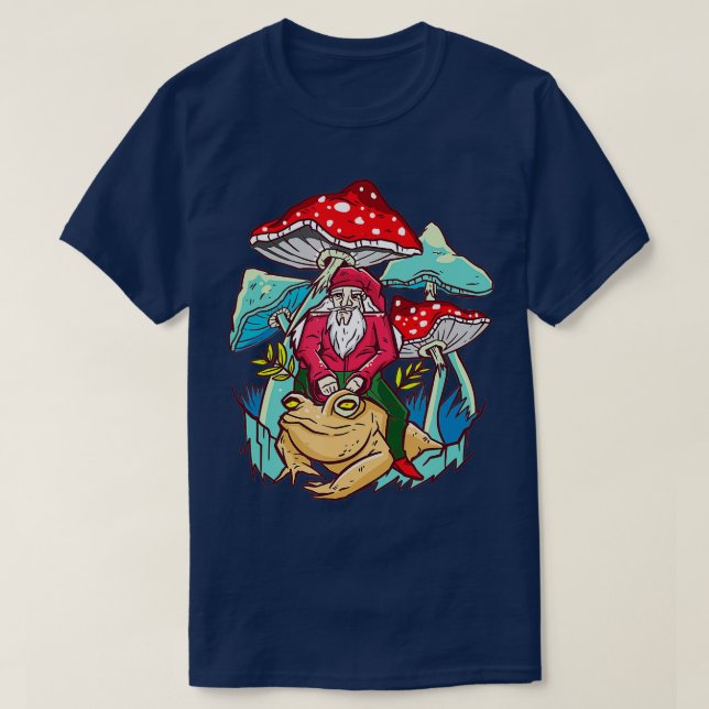 Camiseta Gnomo invadiu Bufo Alvarius Toad Mushroom Fantas (Frente do Design)
