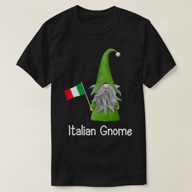 Camiseta Gnomo Italiano Que Detém O Pavilhão De Itália (Frente do Design)