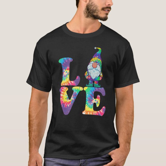 Camiseta Gnomo Love Hippie Gnomos Tie Dye Retro Style Vinta (Frente)
