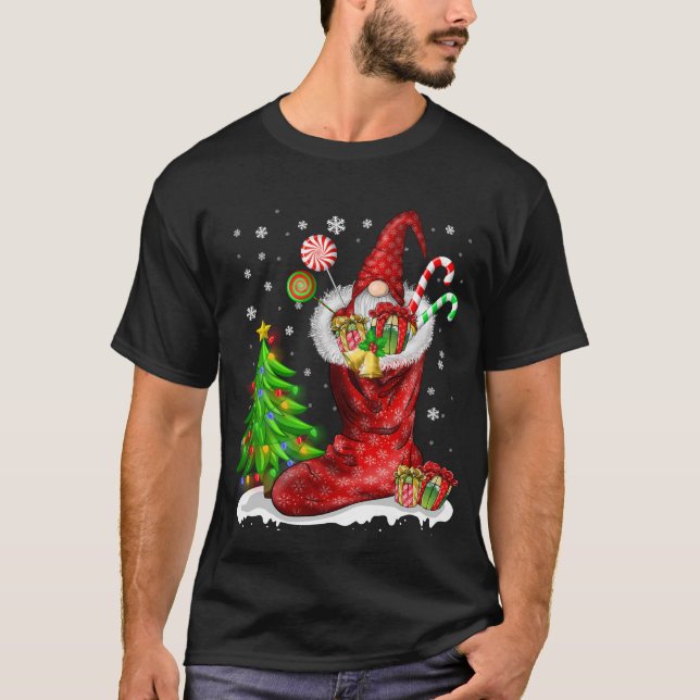 Camiseta Gnomo Na Festa De Natal Gnomo Da Família Pajamas E (Frente)