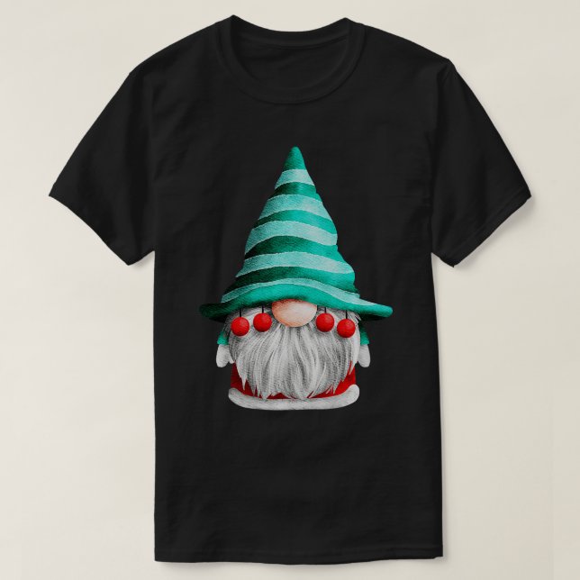 Camiseta Gnomo Natal com Chapéu e Barba Vermelho Pré (Frente do Design)