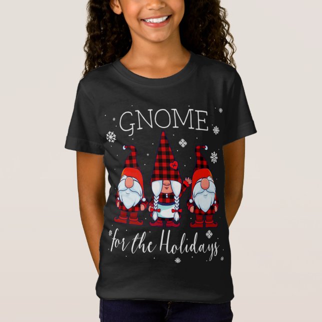 Camiseta Gnomo para o Natal Buffalo Xadrez 3 Gnomos Chri (Frente)