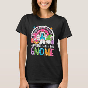 Camiseta Gnomo Páscoa Arco-Íris Com Meu Coelhinho