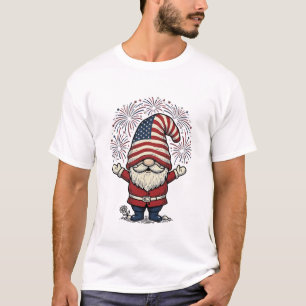 Camiseta Gnomo Patriótico Fogos de Artifício Design Vetoria
