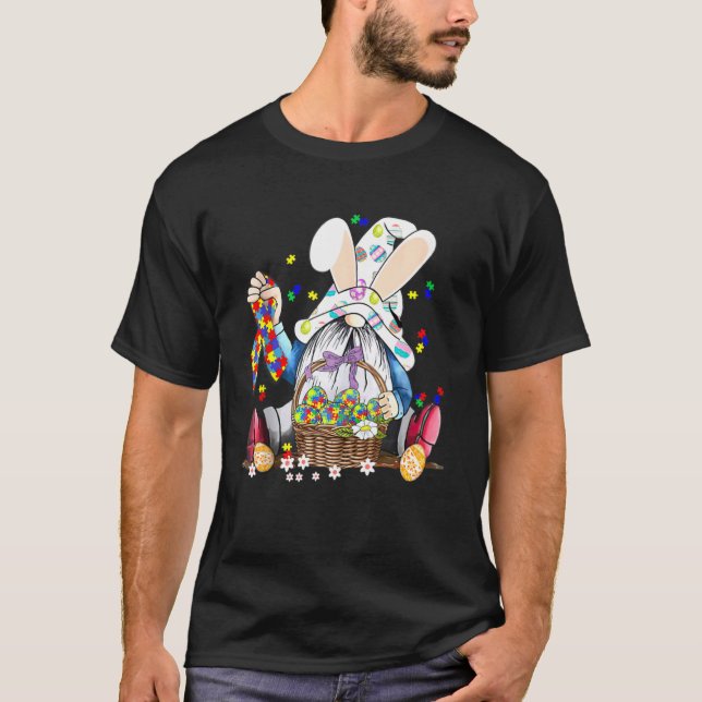 Camiseta Gnomo Quebra-cabeça Coelho de Ovos Eas de Sensibil (Frente)