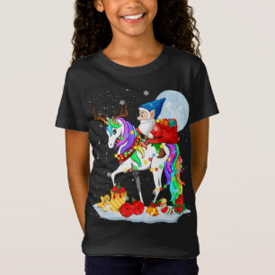 Camiseta Gnomo Riding Unicorn Reindeer Christmas Lights Gno