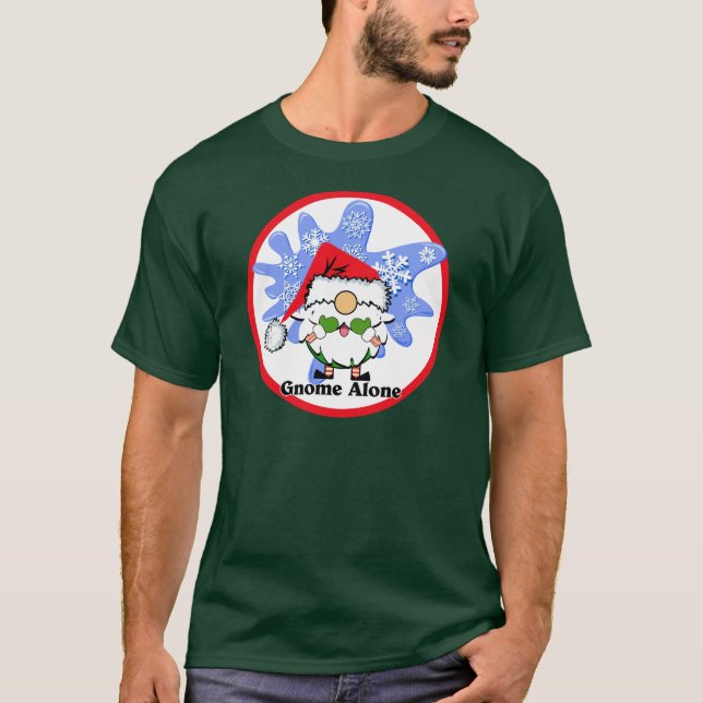 Camiseta Gnomo Sozinho Engraçado Filme de Natal Parody Red  (Frente)