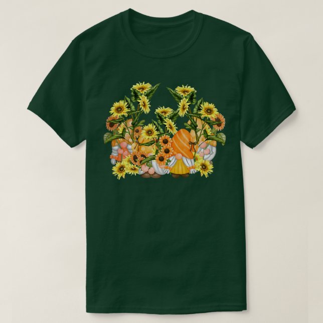 Camiseta Gnomo Único de Girassol Hippies Arte Gráfica Flora (Frente do Design)