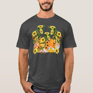 Camiseta Gnomo Único de Girassol Hippies Gráfico Floral Art