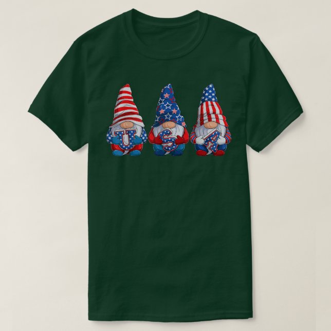 Camiseta Gnomos 4º De Julho Americano Patriótico Funerário  (Frente do Design)