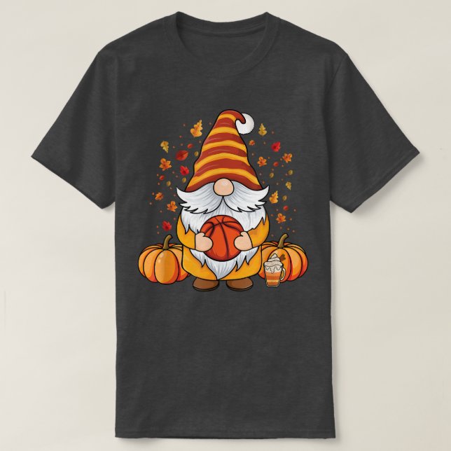 Camiseta Gnomos bonitos com espinhas de abóbora de basquete (Frente do Design)
