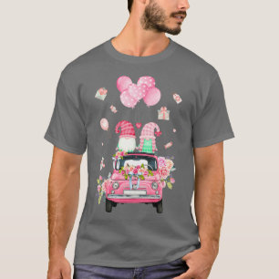 Camiseta Gnomos Bonitos Conduzindo Caminhão Flor Dia de os