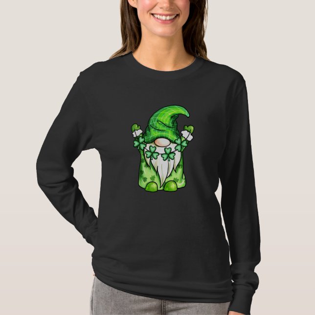 Camiseta Gnomos bonitos verde com pedra de champanhe para R (Frente)