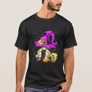 Camiseta Gnomos Bruxas Para Crianças Meninas Roxo Halloween