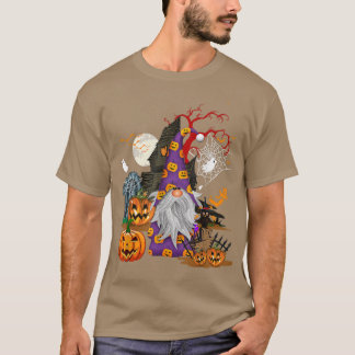 Camiseta Gnomos com Assustador Pumpkins Owl Ghost Hallowe