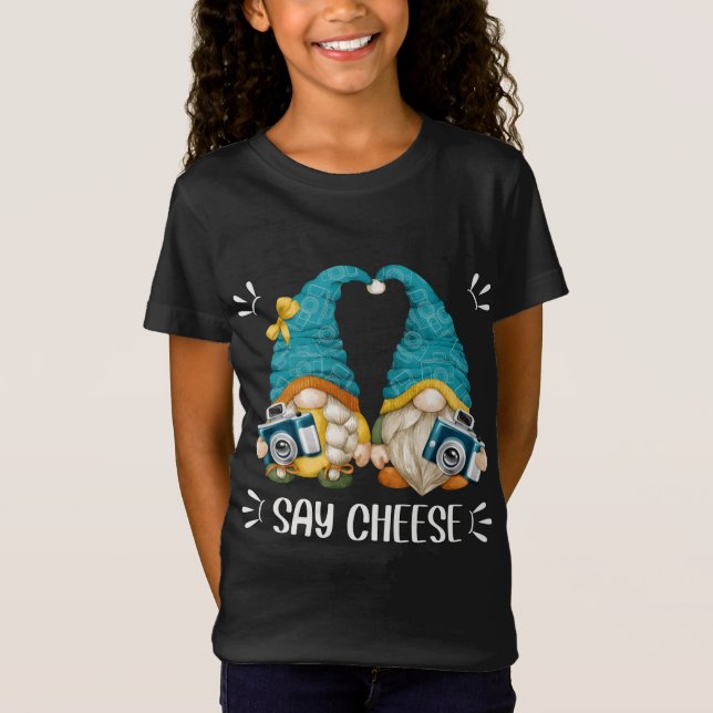 Camiseta Gnomos Da Câmera De Fotografia Engraçada Para Foto (Frente)