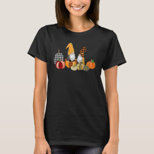Camiseta Gnomos de Abóbora Xadrez de Búfalo Outono Dia de A